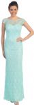 Round  Neck Cap Sleeves Lace Formal Bridesmaid Dress in Mint